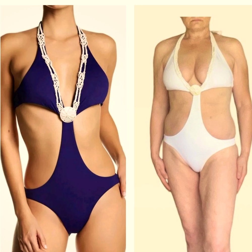 NWOT Izabella Rose Low Tide one piece Swimsuit Sexy Off white cream Size Small